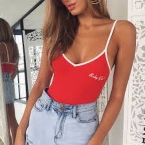 Red woman bodysuit
